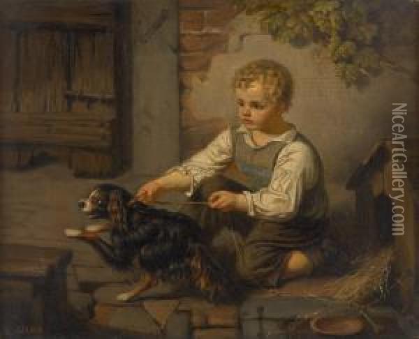 L'enfant Et Son Chien Oil Painting - Lambert Salme