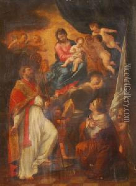 D Withangels And Attendants Oil Painting - Pedro De Orrente