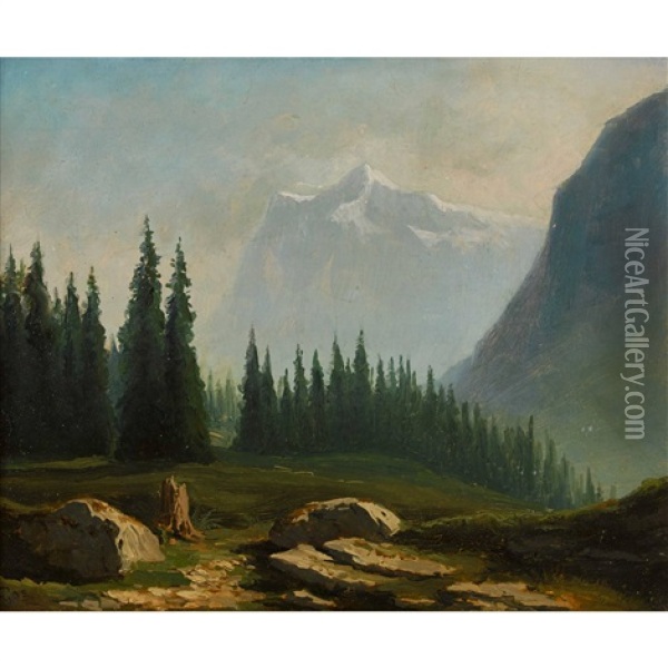 Das Wetterhorn Oil Painting - Albert Henri John Gos