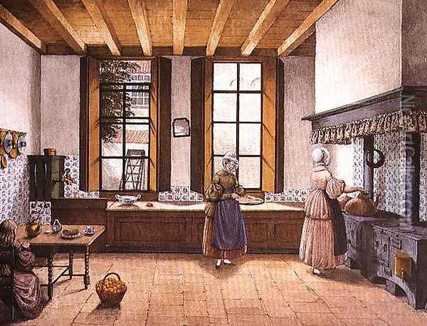 Kitchen of the Zwijnshoofd Hotel at Arnhem, 1838 Oil Painting - Mary Ellen Best