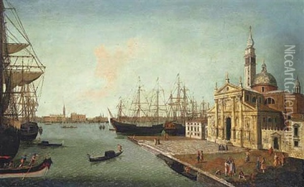 San Giorgio Maggiore, Venice, With The Doge's Palace And The Riva Degli Schiavoni In The Distance Oil Painting - Michele Marieschi