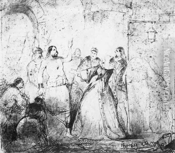 Jacopo Foscari Sent to Exile 1842 Oil Painting - Mihaly Kovacs