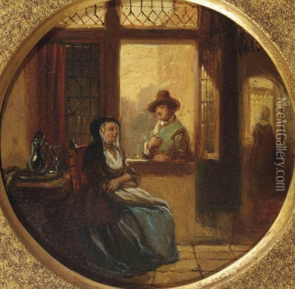 A Pleasent Encounter Oil Painting - Hubertus, Huib Van Hove