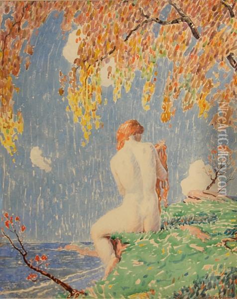 Bathing Nude Under A Tree Oil Painting - Norwood Hodge Macgilvary