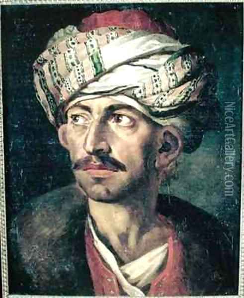 Head of an Oriental or Portrait Presumed to be Mustapha Oil Painting - Theodore Gericault
