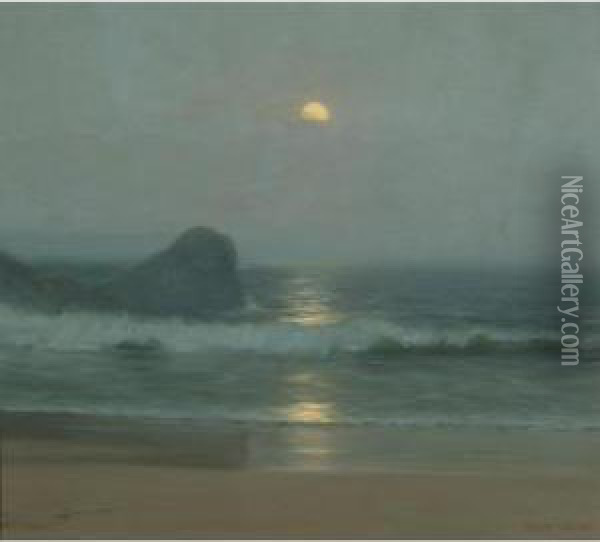 Moonlight Over The Coast Oil Painting - Lionel Walden