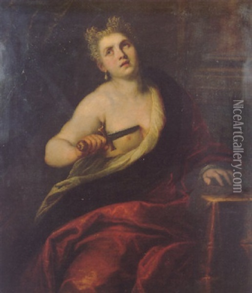 The Death Of Lucretia Oil Painting - Jacopo Palma il Giovane
