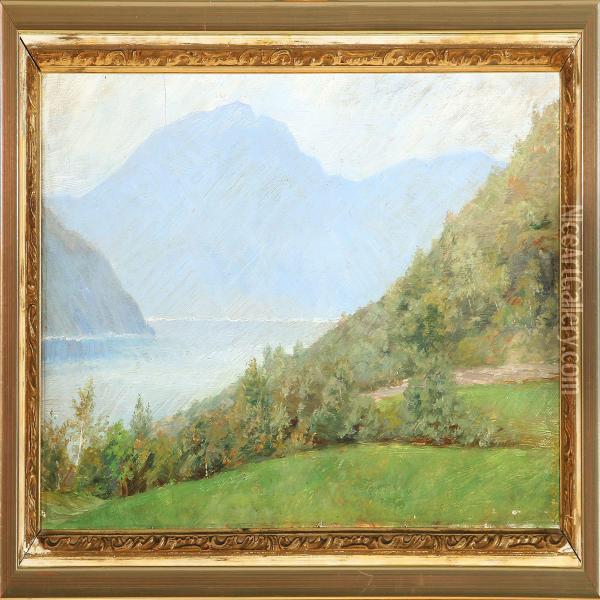 Mountain Landscape At Summer Time Oil Painting - Suzette C. Skovgaard Holten