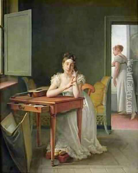 Portrait of Marceline Desbordes Valmore 1786-1859 Oil Painting - Martin Drolling