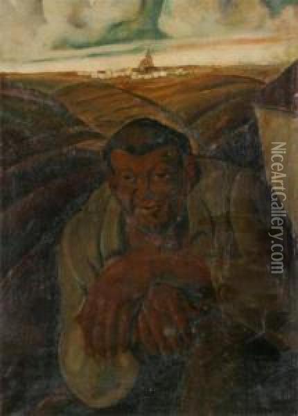 Farmer At The Field Oil Painting - Theodore J. Verschaeren