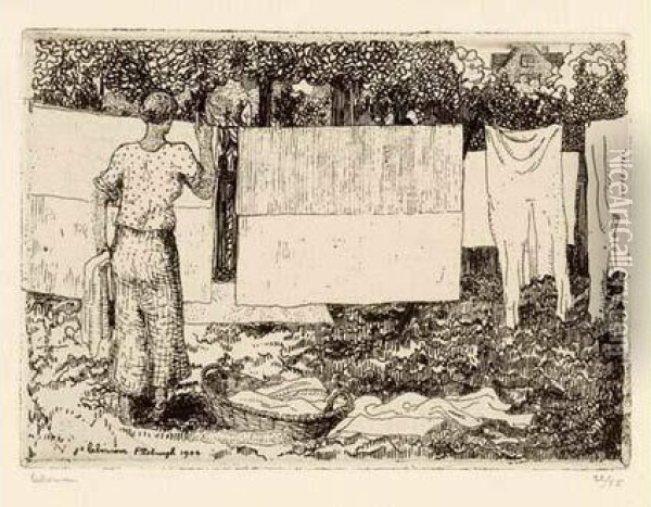 La Blanchisseuse Negre / The Black Laundry Girl (pittsburgh). 1904 Oil Painting - Jean Emile Laboureur