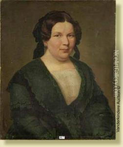 Portrait D'amelie D'hondt (1805-1856), Epouse Dephilippe Joseph Bouche (1799-1864) Oil Painting - Alphonse Van Der Eycken