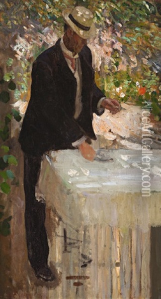 Figure Study For The Arbour, C.1909 - 10 Oil Painting - Emanuel Phillips Fox