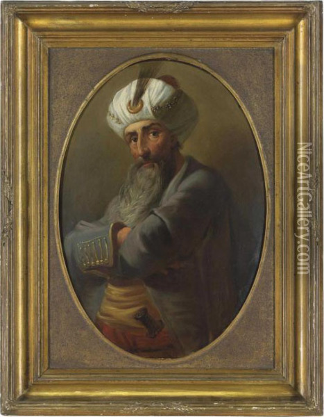 An Ottoman Official Oil Painting - Joseph-Marie Vien