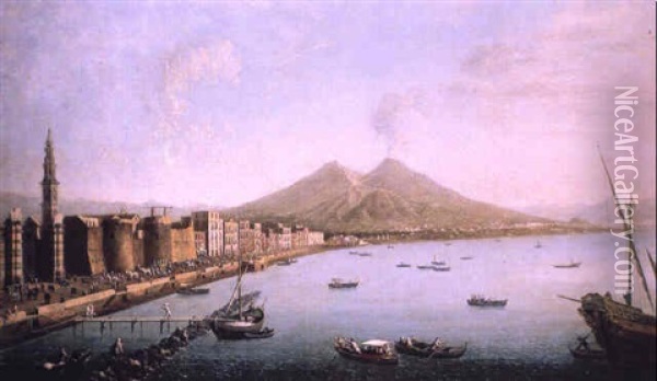Vue Du Port De Naples Oil Painting - Antonio Joli