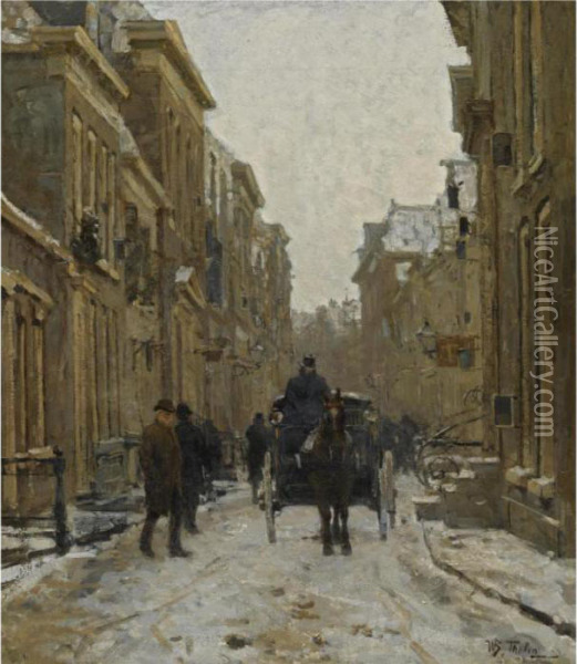 A Carriage In The Streets Of Voorburg Oil Painting - Willem Bastiaan Tholen