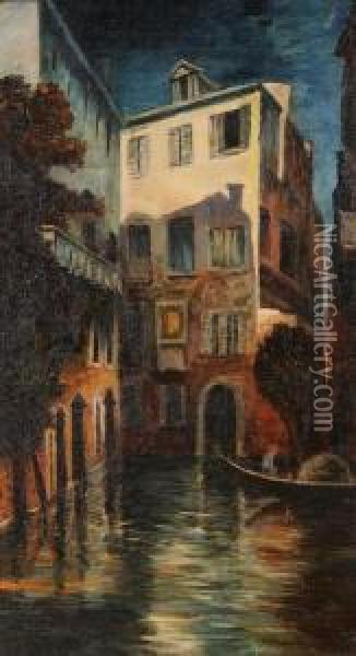 Scorcio Di Chioggia Oil Painting - Giuseppe Miti-Zanetti