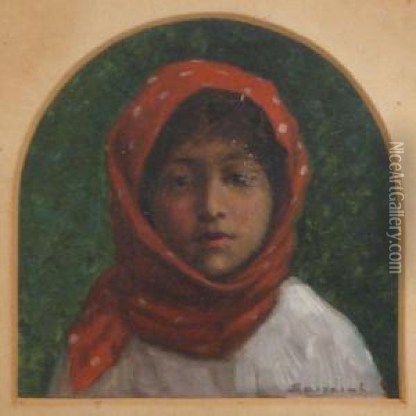 Peasant Girl Oil Painting - Ludovic Bassarab