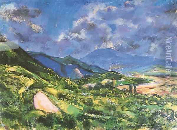 Mountains of Nagybanya 1926 Oil Painting - David Jandi