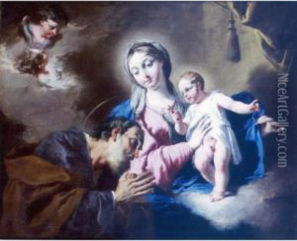 Holy Family Oil Painting - Giovanni Battista Pittoni the younger