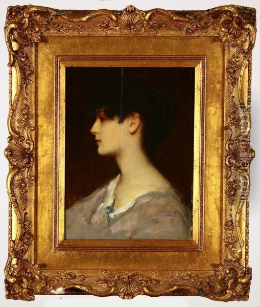 Bust Portrait Of Awoman Oil Painting - Chester Loomis