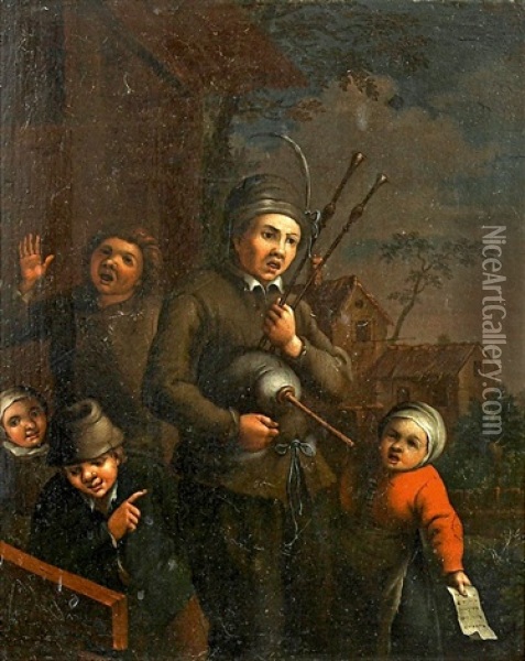 Dudelsackspieler Mit Kindern Oil Painting - Adriaen Jansz van Ostade