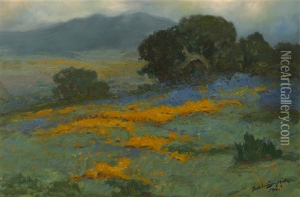 Poppies And Lupine Oil Painting - Ralph Davison Miller