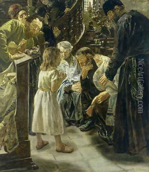 The Twelve-Year-Old Jesus in the Temple, 1879 Oil Painting - Max Liebermann