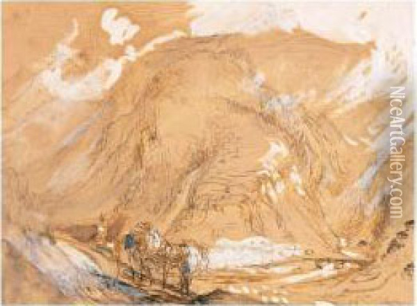 View In The Alps Oil Painting - John Ruskin