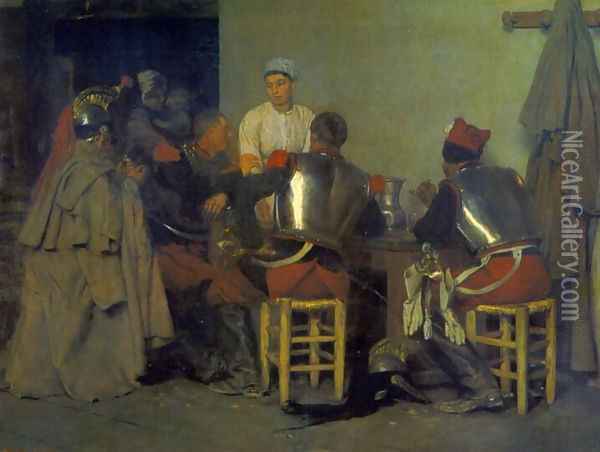 Cuirassiers at the Tavern Oil Painting - Guillaume Regamey