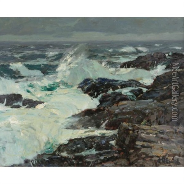 The Breakers, California Coast Oil Painting - William Ritschel