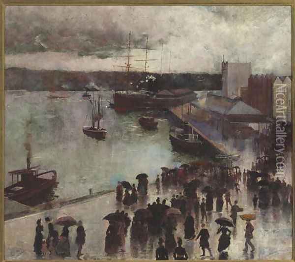 Departure of the Orient - Circular Quay, 1888 Oil Painting - Charles Edward Conder
