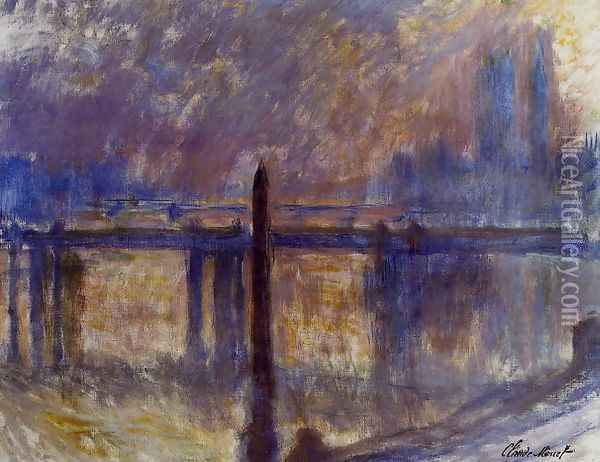 Cleopatras Needle And Charing Cross Bridge Oil Painting - Claude Oscar Monet