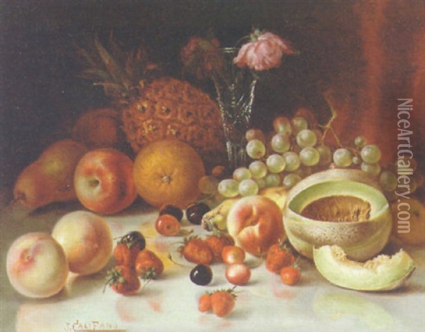 Still Life With Fruit Oil Painting - John (Giovanni) Califano