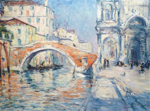 Pont A Venise Oil Painting - Armand Gustave Gerard Jamar