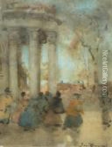 The Portico Oil Painting - James Watterston Herald