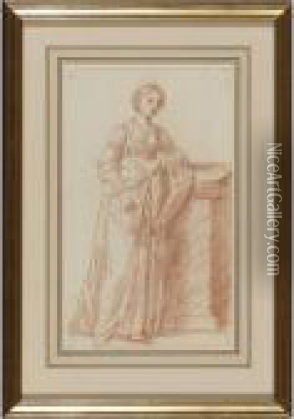 Study Of A Woman By A Plinth Oil Painting - Hoare, William, of Bath