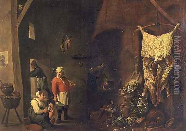 The Interior of a Rustic House, c.1640 Oil Painting - David The Elder Teniers