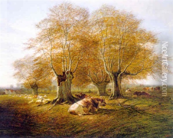 Under The Beech Trees Oil Painting - George Vicat Cole