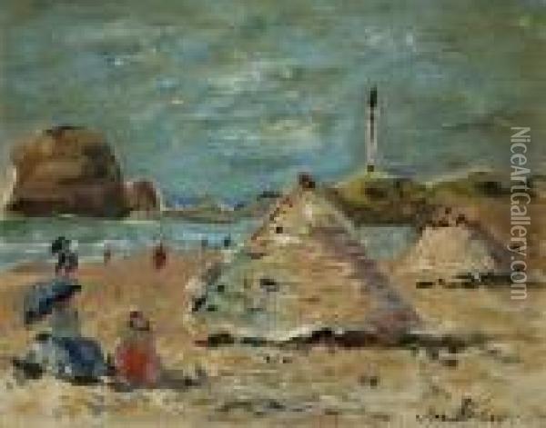 Am Strand Oil Painting - Max Friedrich Rabes