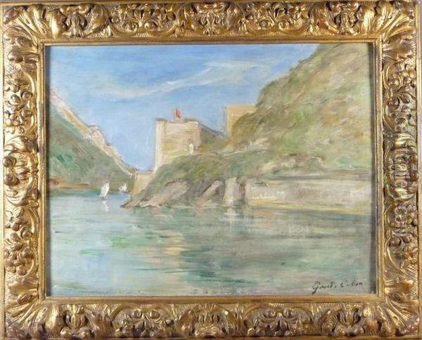  Voiliers Pres D'un Fort  Oil Painting - Gustave Colin