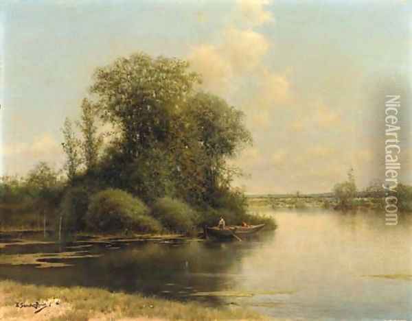 On the pond Oil Painting - Emilio Sanchez-Perrier