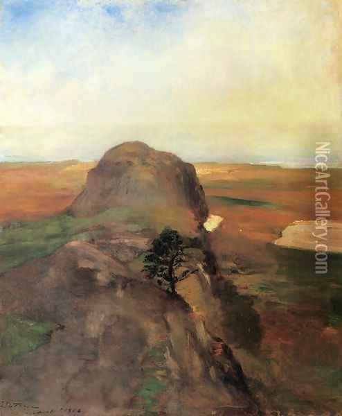 Autumn Study View Over Hanging Rock Newport R I Aka Bishop Berkeleys Rock Oil Painting - John La Farge