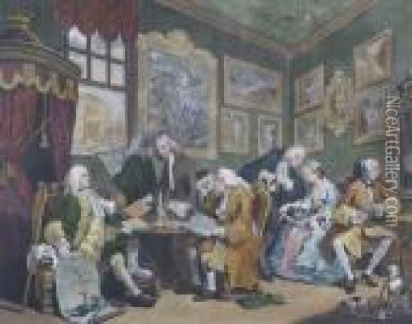 Marriage A La Mode (a Group Of Six Prints) Oil Painting - William Hogarth