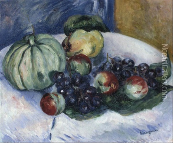 Peches, Raisins Et Melon Oil Painting - Henri Charles Manguin