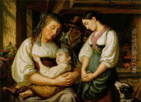Der Verletzte Knabe Oil Painting - Ludwig (Georg L.) Vogel