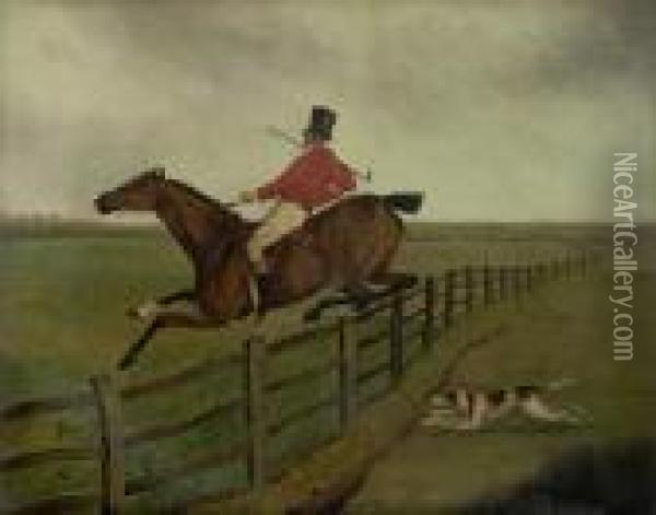 A Set Of Four Steeplechasing Scenes Oil Painting - Henry Thomas Alken