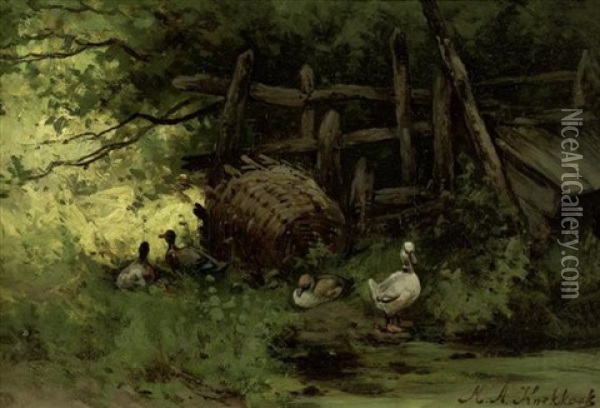 Landschaft Mit Enten Oil Painting - Marinus Adrianus Koekkoek the Younger