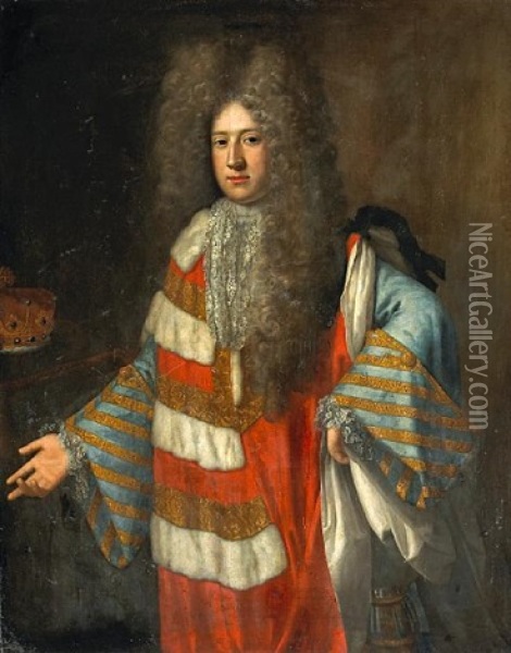 A Portrait Of Roger Boyle, 2nd Earl Of Orrery, Standing Oil Painting - Garret Morphey