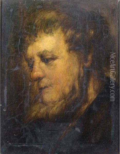 Study Of A Head Of A Bearded Man Oil Painting - Rembrandt Van Rijn